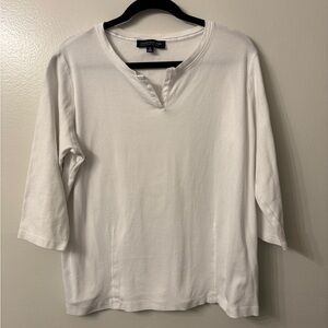 Jones New York Classic White Long Sleeve Top